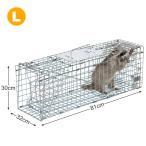 捕獲器 Lサイズ 動物捕獲器 野良猫 踏み板式 タヌキ捕獲器 W31×D79×H32cm アニマルトラップ 有害駆除 園芸用品 罠 檻