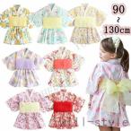浴衣 子供 女の子 ワンピース 帯 女の子 かわいい レトロ キッズ 浴衣 子ども 浴衣ドレス 兵児帯付 甚平ベビー服 長袖 チュニック子供 花柄