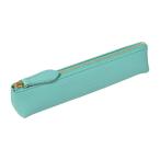 ショッピング端っこ 大人 の 牛革 スリム ペンケース 高級 クロム鞣し 【訳あり】 ショルダー部位使用 ドイツシュリンク 筆箱 (ミントブルー)