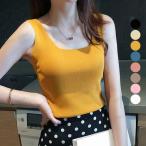 スクエアネックサマーニット タン