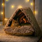 保温 防寒 半密閉型 ペットハウス 三角形 クッション付き ふわふわ 猫 犬 ペットベッド あったか 冬 ペット ソファー ハウス 犬猫兼用 ペット小屋 寒さ対策