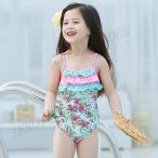 女の子水着キッズワンピース花柄フリ...