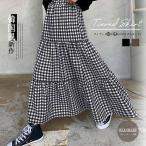 レディース 韓国風 ティアードスカート 着やせ 体型カバー 着回し スカート 楽ちん ボトムス