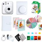 ［10点セット］ 富士フイルム チェキ instax mini12 本体 フィルム20枚 カメラケース［クレイホワイト］ 他 オリジナル付属品付