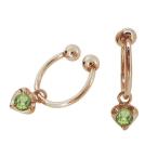 イヤリングレディース揺れるハートフープ人気ペリドット10金かわいいイヤーカフ