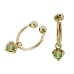 イヤリング痛くないレディースハート両耳セット18金ピンクゴールドペリドット...