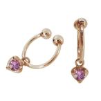 イヤリングレディース揺れるハートフープ人気ピンクサファイア10金かわいいイ...