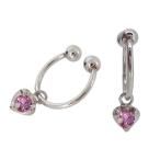 イヤーカフイヤリングピンクサファイアレディースプラチナフープハート人気かわ...
