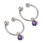 イヤーカフレディース揺れるイヤリングプラチナピアスフープイヤリングアメジスト