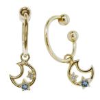 イヤリング痛くないイヤーカフレディースおしゃれフープイヤリングアクアマリン...