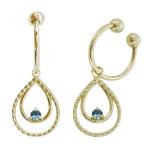 イヤリングおしゃれ18kイヤーカフレディースフープイヤリングブルートパーズ...