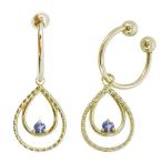 イヤリングおしゃれ18kイヤーカフレディースフープイヤリングタンザナイトし...