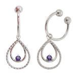 イヤリングイヤーカフレディースアメジスト痛くないノンホールピアスプラチナ雫