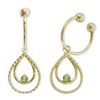 イヤリングおしゃれ18kイヤーカフレディースフープイヤリングペリドットしず...