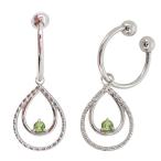 イヤリングイヤーカフレディースペリドット痛くないノンホールピアスプラチナ雫