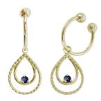 イヤリングおしゃれ18kイヤーカフレディースフープイヤリングサファイアしず...