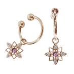 イヤリング痛くない星イヤーカフ星形挟むタイプレディース両耳ピンクトルマリン...