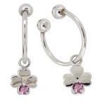 イヤーカフクリップイヤリングフープ小さめプラチナピアス揺れるクローバーピン...