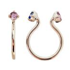 フープイヤリングピンクトルマリンイヤリングシンプルイヤーカフレディースリバ...