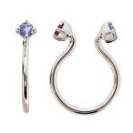 フープイヤリングプラチナタンザナイトイヤリング痛くないノンホールピアスイヤ...