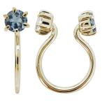 フープピアス18kアクアマリンサンタマリア小さめイヤリングきれいめノンホー...