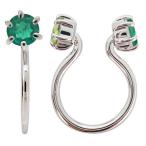 イヤーカフレディースプラチナノンホールピアスエメラルドイヤリングシンプルリ...