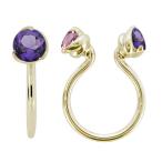 フープイヤリングK18ノンホールピアスレディースアメジストイヤリングおしゃ...