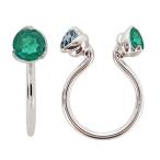 プラチナフープピアスノンホールピアスレディースイヤリングエメラルドシンプル...