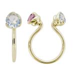 フープイヤリングK18ノンホールピアスレディースロイヤルブルームーンストー...