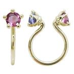 ピンクトルマリンイヤリングk18王冠クラウンノンホールピアスピンクゴールド...