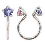 フープイヤリングプラチナタンザナイト12月誕生石王冠シンプルイヤーカフ片耳...