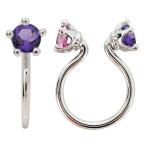 フープイヤリングプラチナアメジスト2月誕生石王冠シンプルイヤーカフ片耳リバ...