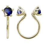 サファイアイヤリングk18王冠クラウンノンホールピアスピンクゴールド18k...