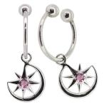 星ピアス月ノンホールピアス揺れるイヤリングおしゃれプラチナレディースイヤー...