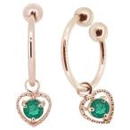 フープイヤリングハート10kイヤーカフ揺れるレディースエメラルドピンクイエ...