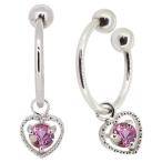 イヤーカフ揺れるオープンハートイヤリングフーププラチナレディース9月誕生石...