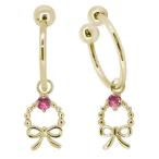 イヤリング揺れるリボンレディースk1810月誕生石ピンクトルマリンノンホー...