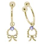 イヤリング揺れるリボンレディースk1812月誕生石タンザナイトノンホールピ...