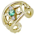 イヤーカフk18挟むタイプイヤカフレディースイヤリング片耳唐草エメラルド誕...