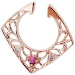 イヤーカフ片耳用レディースルビー10金イヤカフ7月誕生石唐草イヤリング