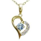 アクアマリンサンタマリアネックレスオープンハートネックレス10金ペンダント