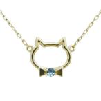 ブルートパーズ猫ネックレスねこペンダントキャットフェイスK10