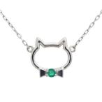 プラチナエメラルドネックレスキャット猫ペンダントクリスマスポイント消化