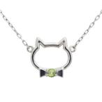 プラチナペリドットネックレスキャット猫ペンダントクリスマスポイント消化