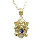 サファイアネックレスメンズ髑髏ドクロペンダント18金