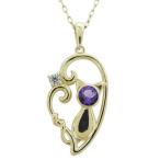 猫ネックレスハートネックレス誕生石ネックレスキャットペンダント