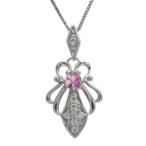 レディースピンクサファイアペンダントエレガントネックレスプラチナクリスマス...