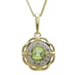 ペリドットネックレスフラワー花取り巻き10金ペンダント