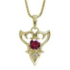 ルビーネックレス18金メンズトライバルペンダント