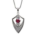 メンズネックレスシールド盾モチーフルビーペンダントプラチナクリスマスポイント消化